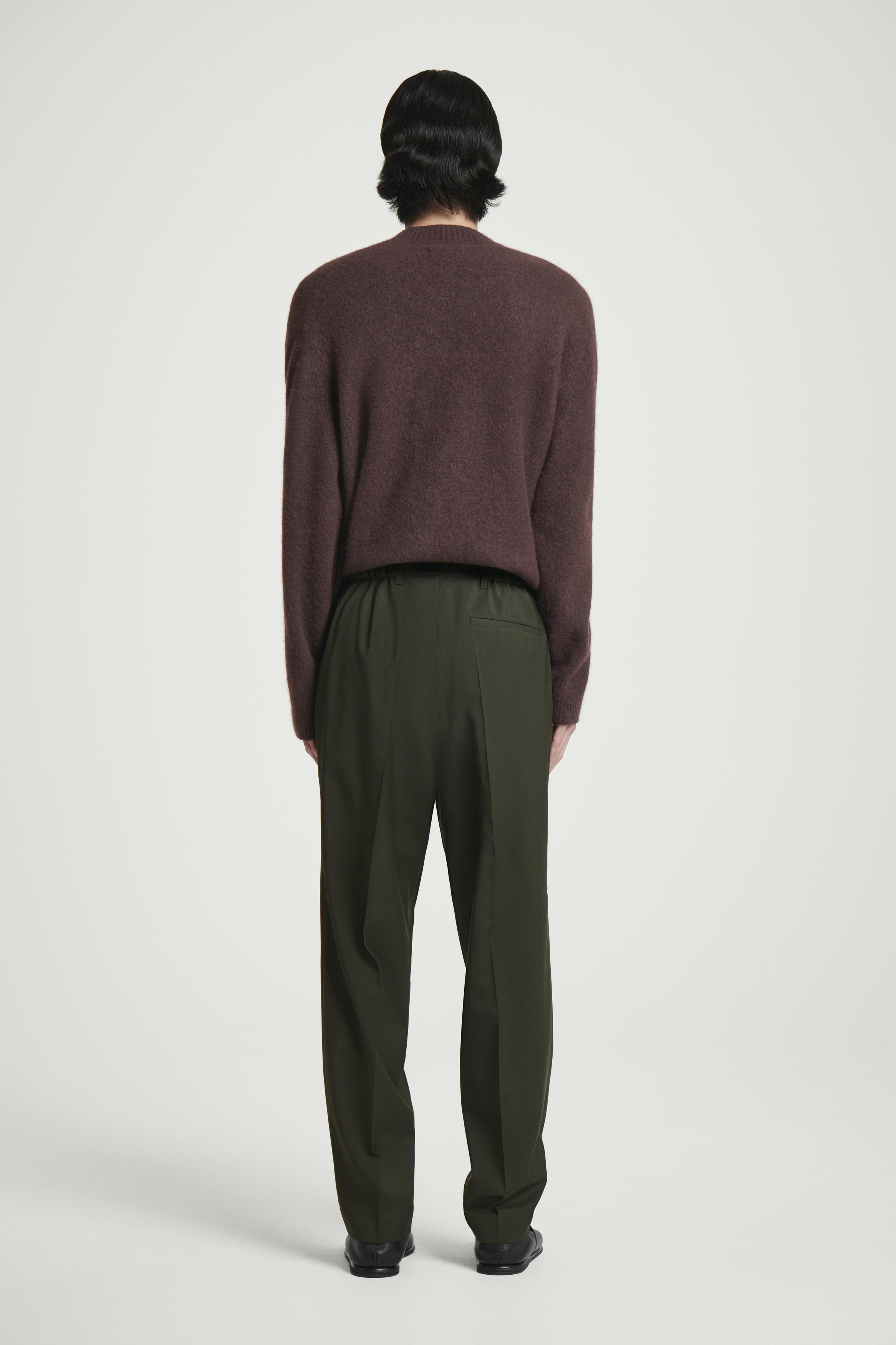 WOOL STRAIGHT-LEG PANTS - DARK KHAKI | COS