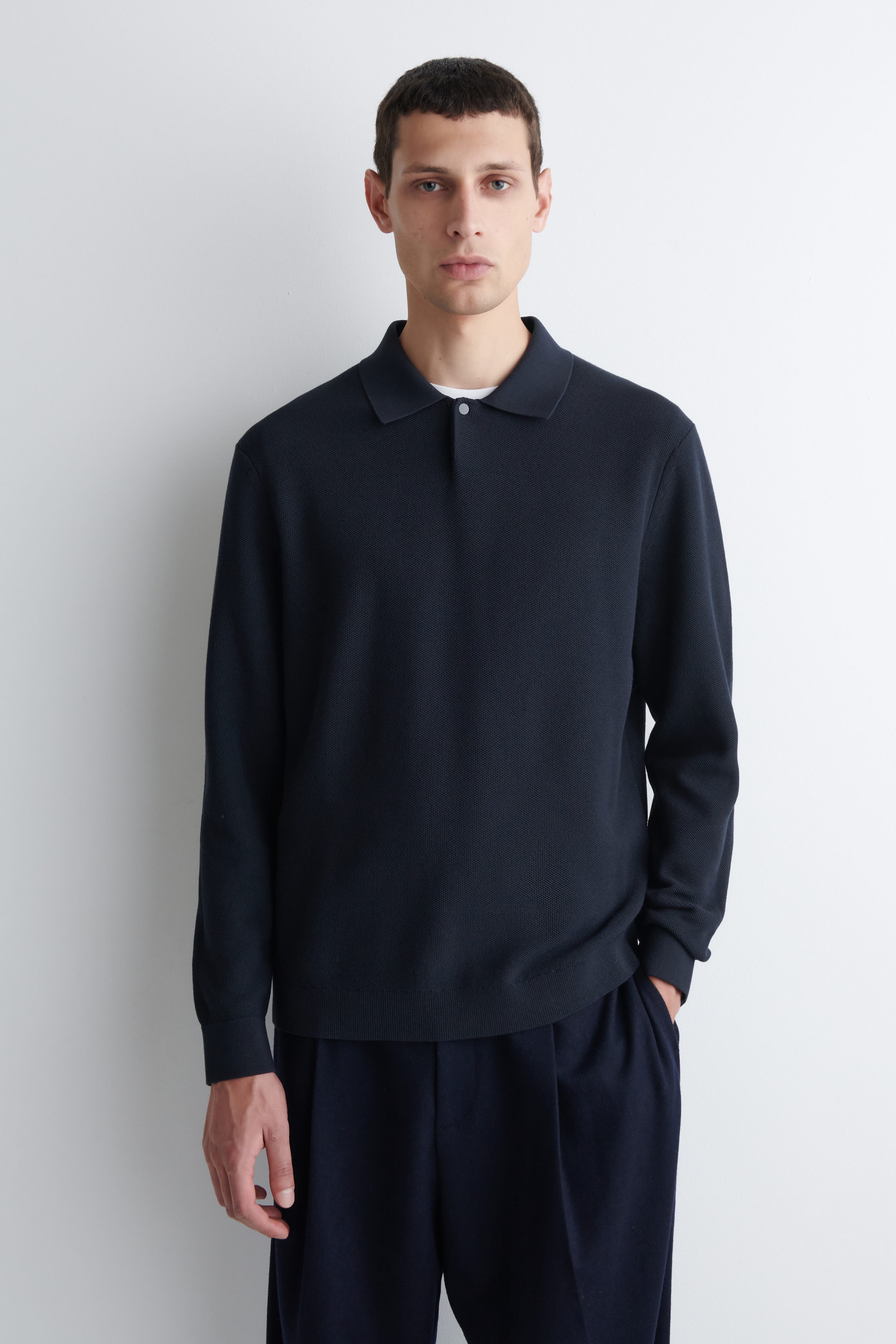 HONEYCOMB-KNIT POLO SHIRT