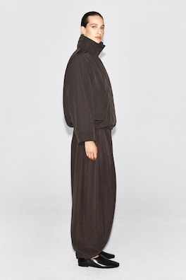 NYLON mock-NECK JACKET — BROWN 4