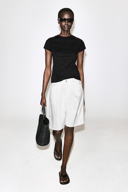WIDE-LEG DENIM SHORTS — WHITE 1