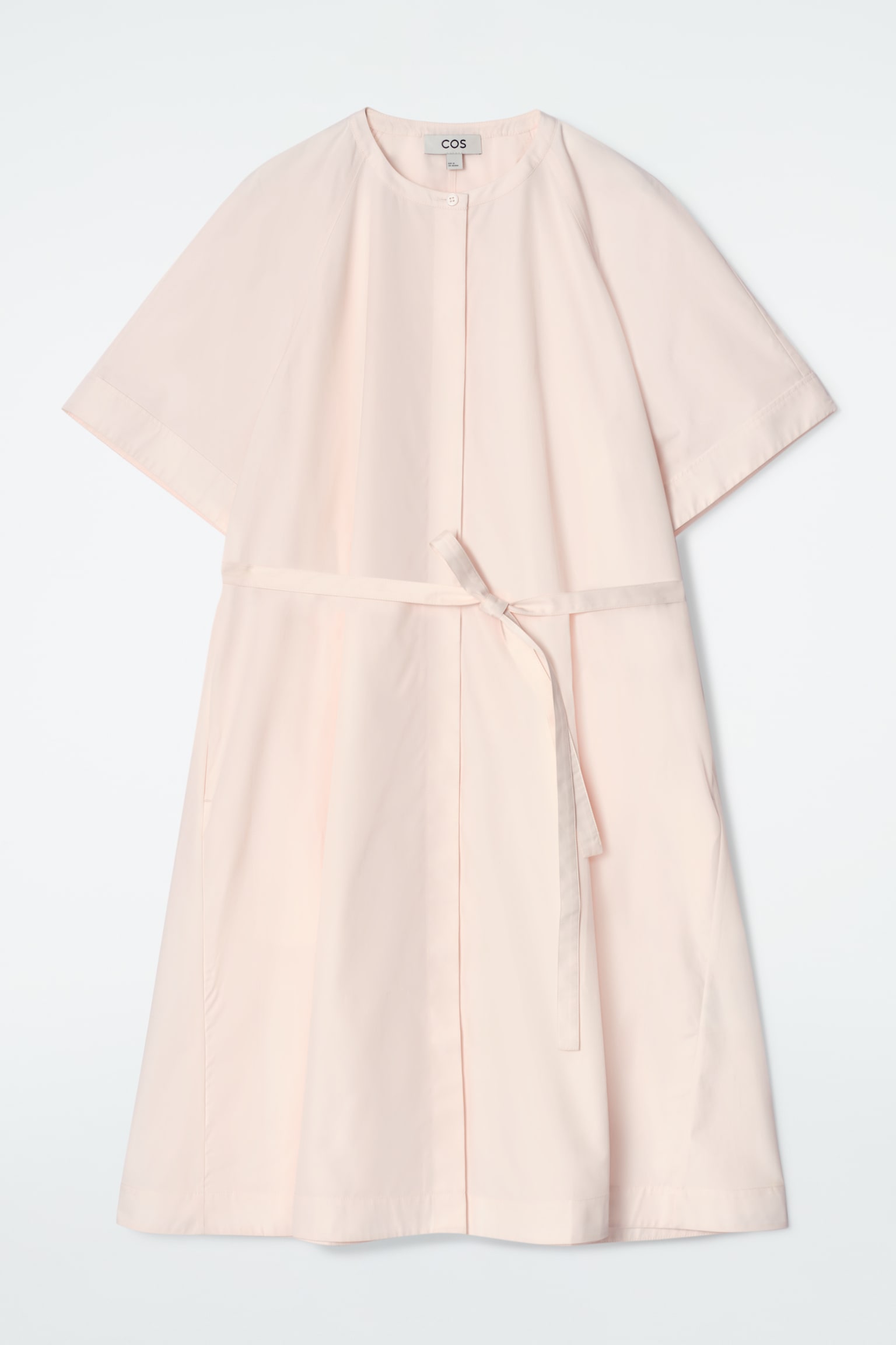 ROBE MIDI À MANCHES RAGLAN EN COTON - ROSE CLAIR/KAKI - 6