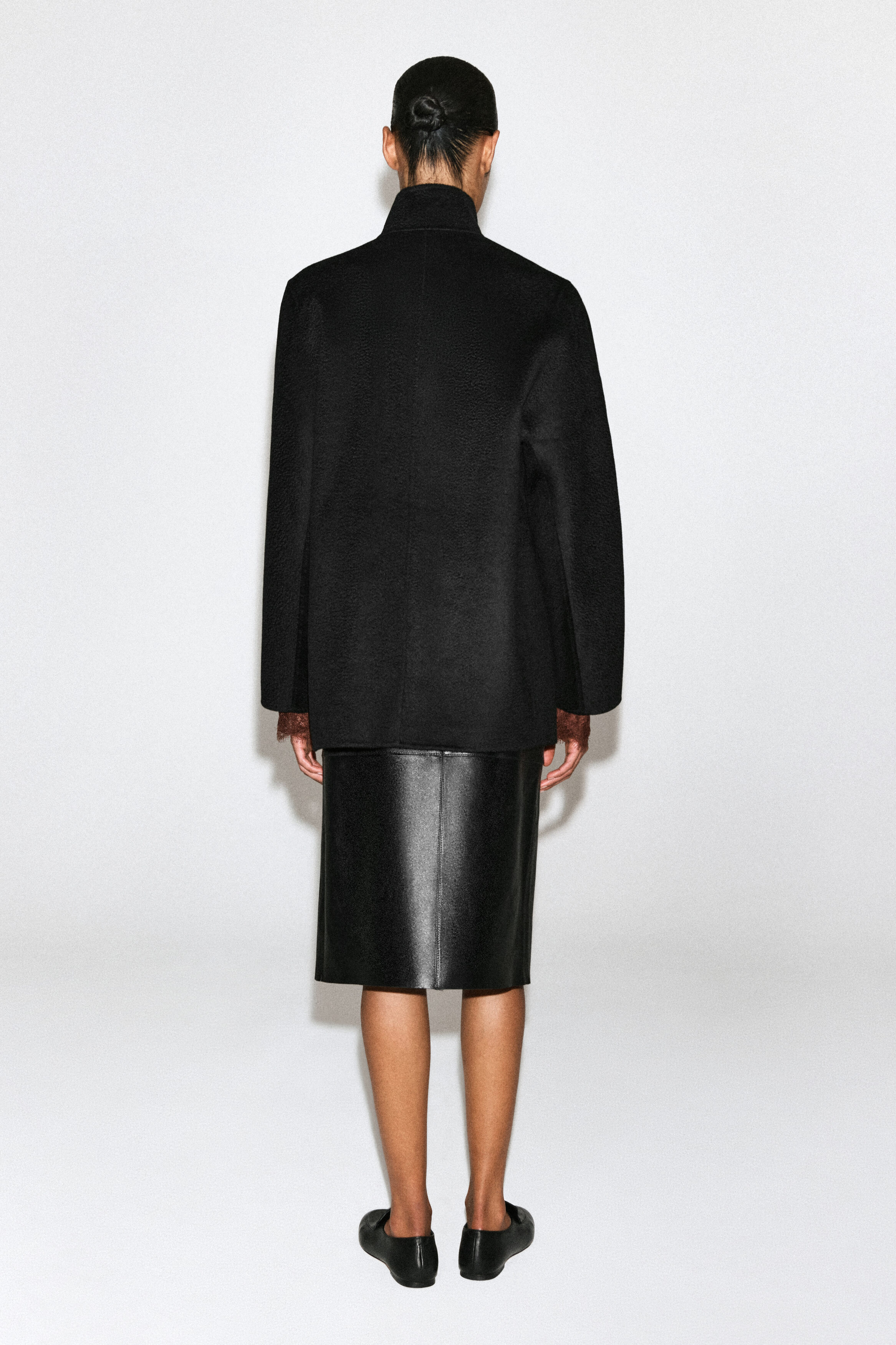 DOUBLE-FACED CASHMERE MOCK-NECK JACKET - BLACK | COS US