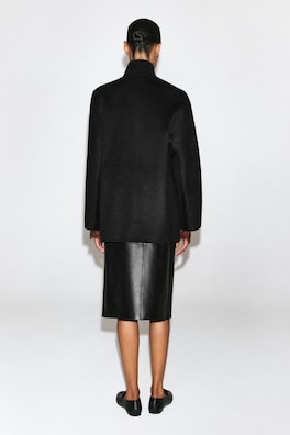 DOUBLE-FACED CASHMERE MOCK-NECK JACKET — BLACK 6