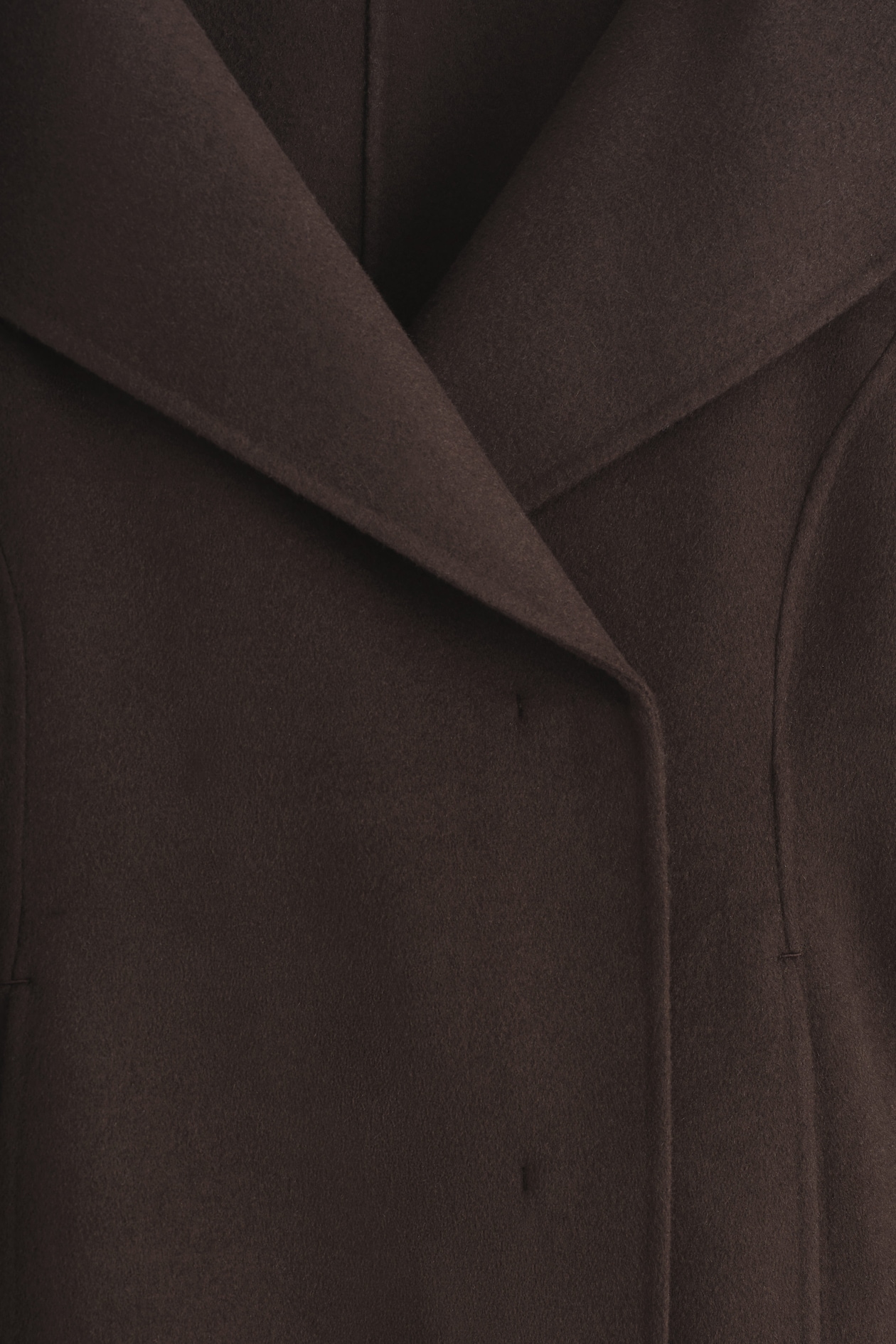 SCULPTED DOUBLE-FACED WOOL SHORT COAT — CHOCOLATE