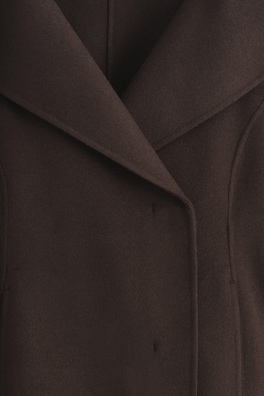 SCULPTED DOUBLE-FACED WOOL SHORT COAT — CHOCOLATE 1