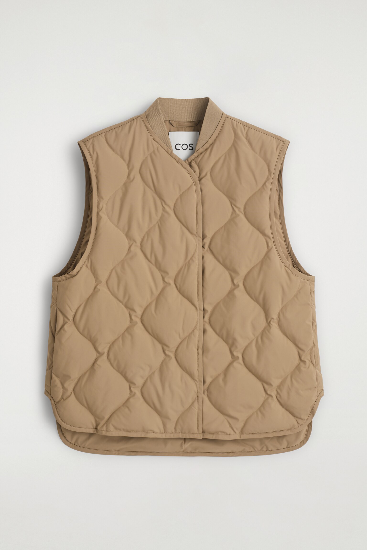 GILET OVERSIZE MATELASSÉ EN DUVET - BEIGE FONCÉ/KAKI FONCÉ - 2