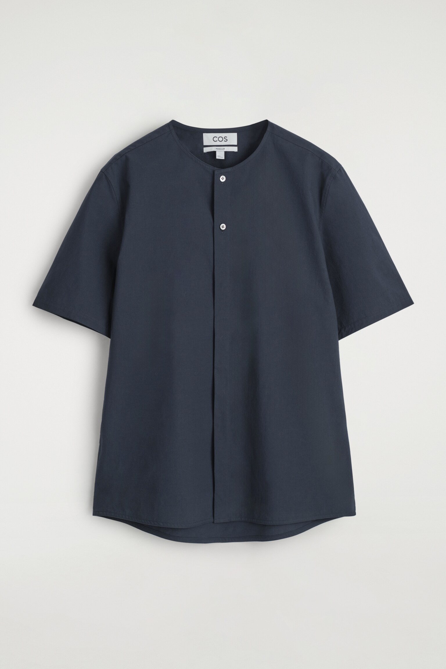 CHEMISE SANS COL EN COTON PIMA - BLEU MARINE/BLANC - 2