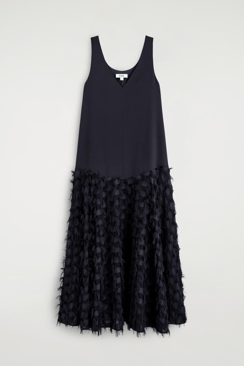 Textured Dropped-Waist Maxi Dress