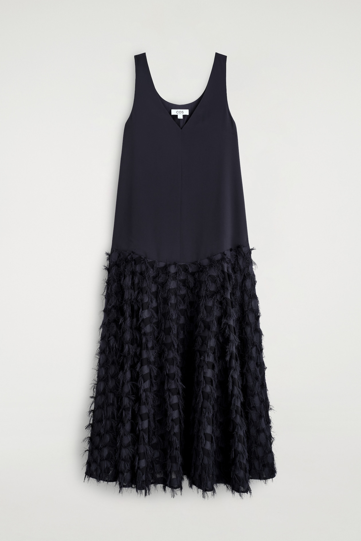TEXTURED DROPPED-WAIST MAXI DRESS