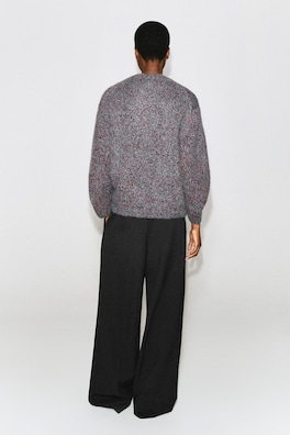 TRI-TONE WOOL-MOHAIR SWEATER — BLUE / RED / BLACK 5