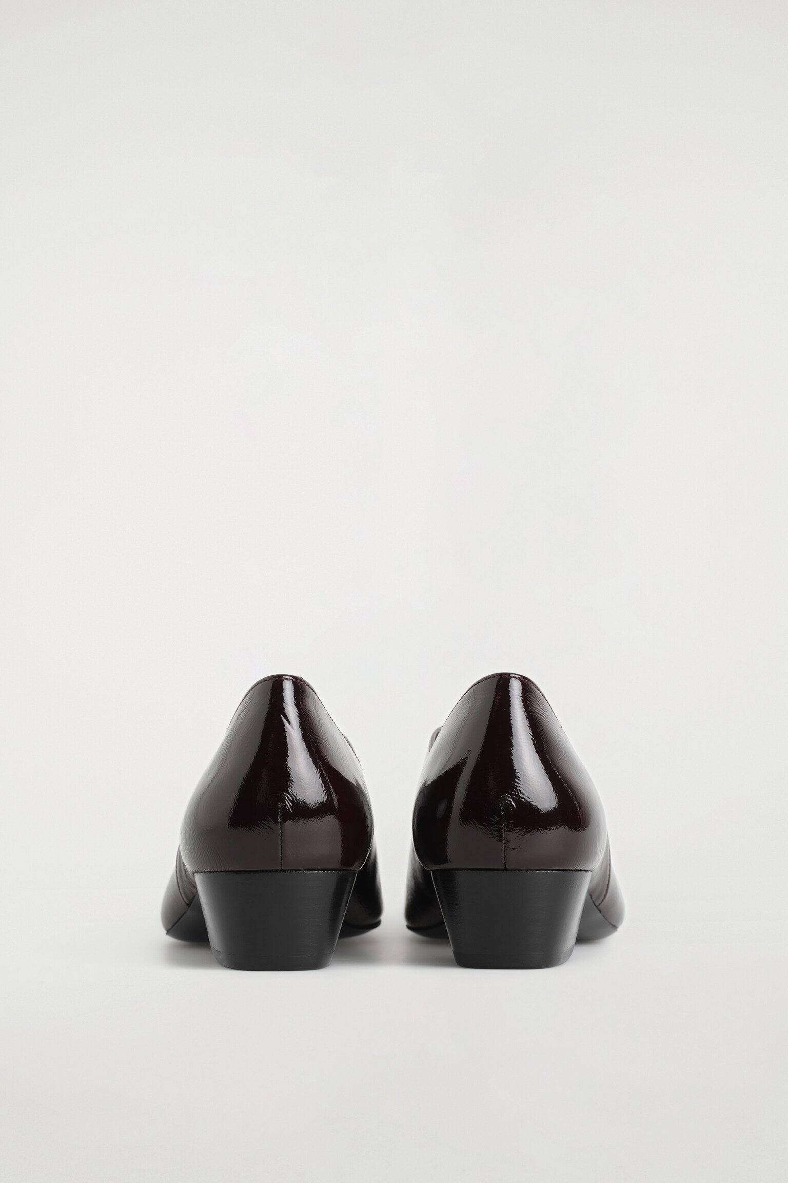 ANGULAR LEATHER HEELED BALLERINAS - BURGUNDY - 5