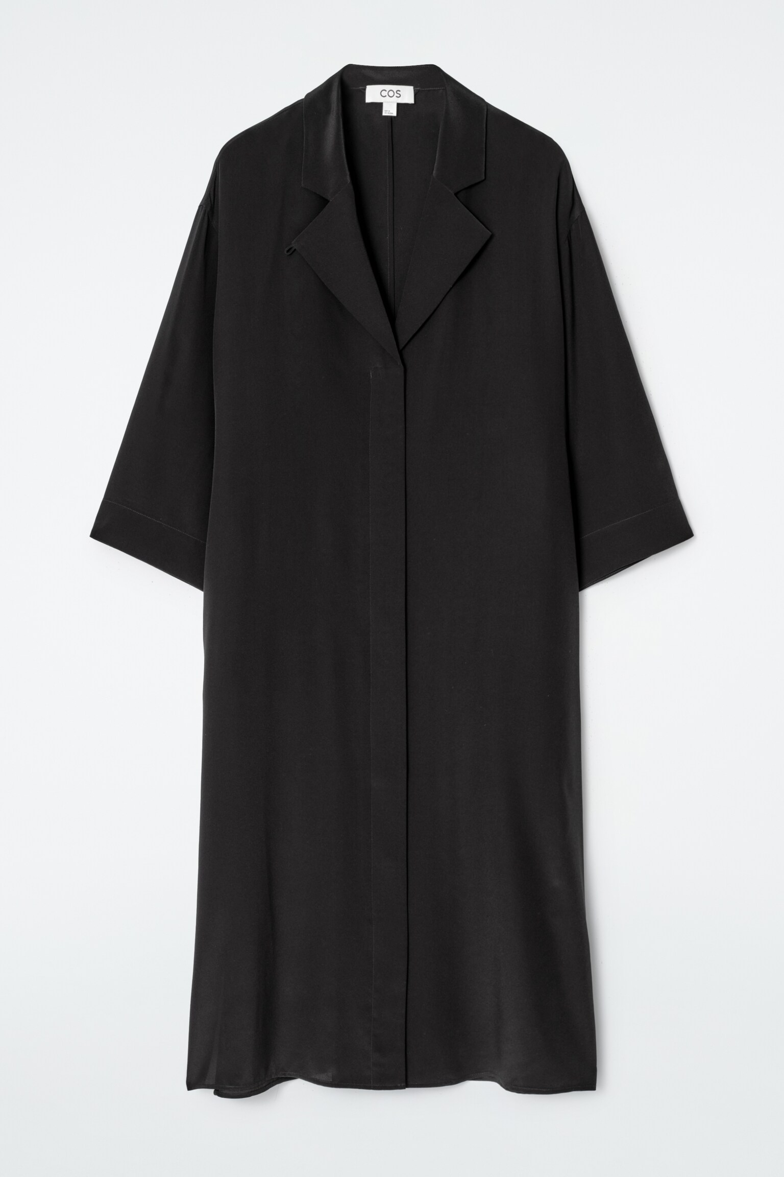 VESTIDO CAMISERO DE SEDA CON CINTURÓN - NEGRO - 2