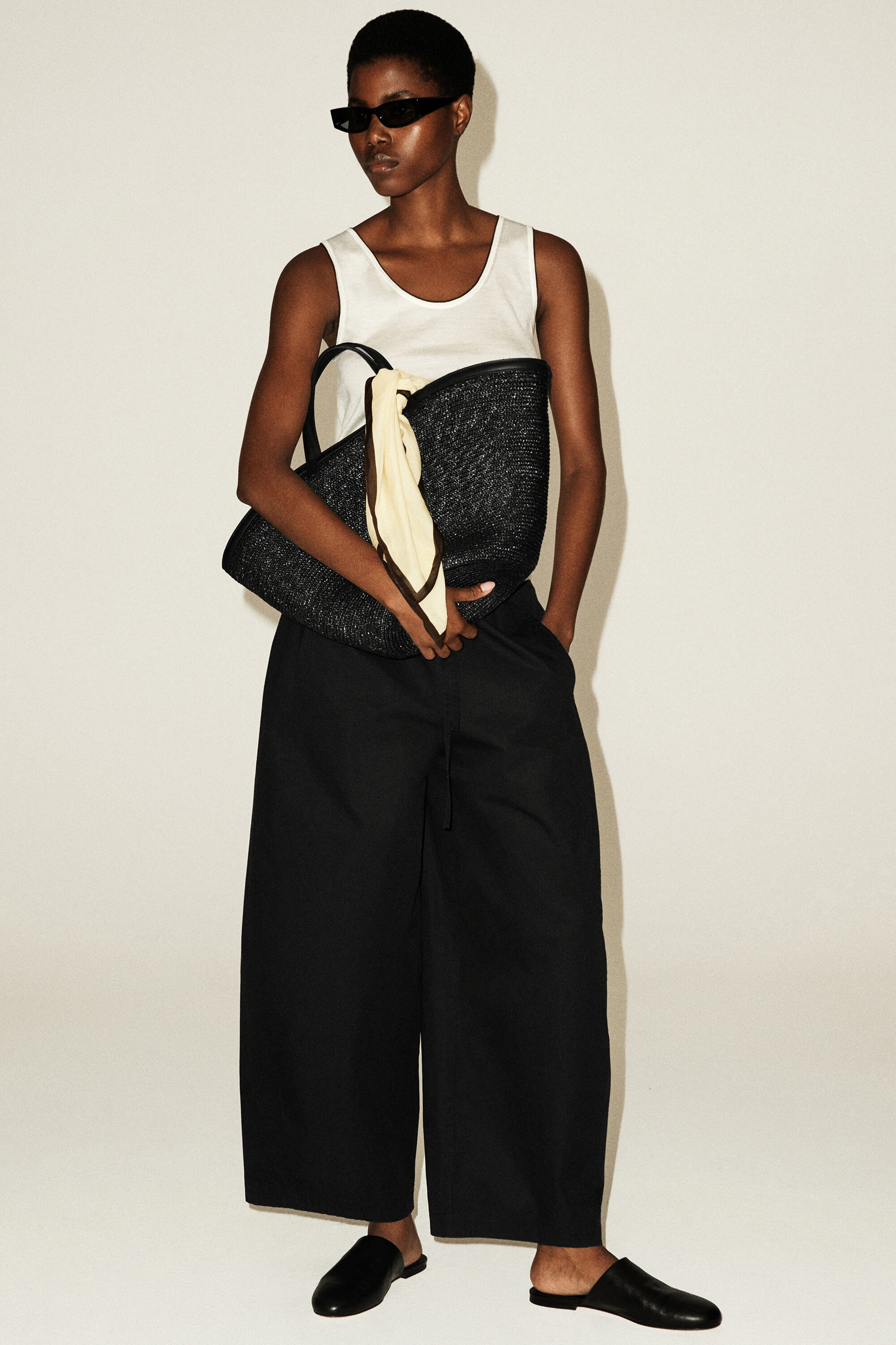 ELASTICATED BARREL-LEG PANTS - BLACK | COS US