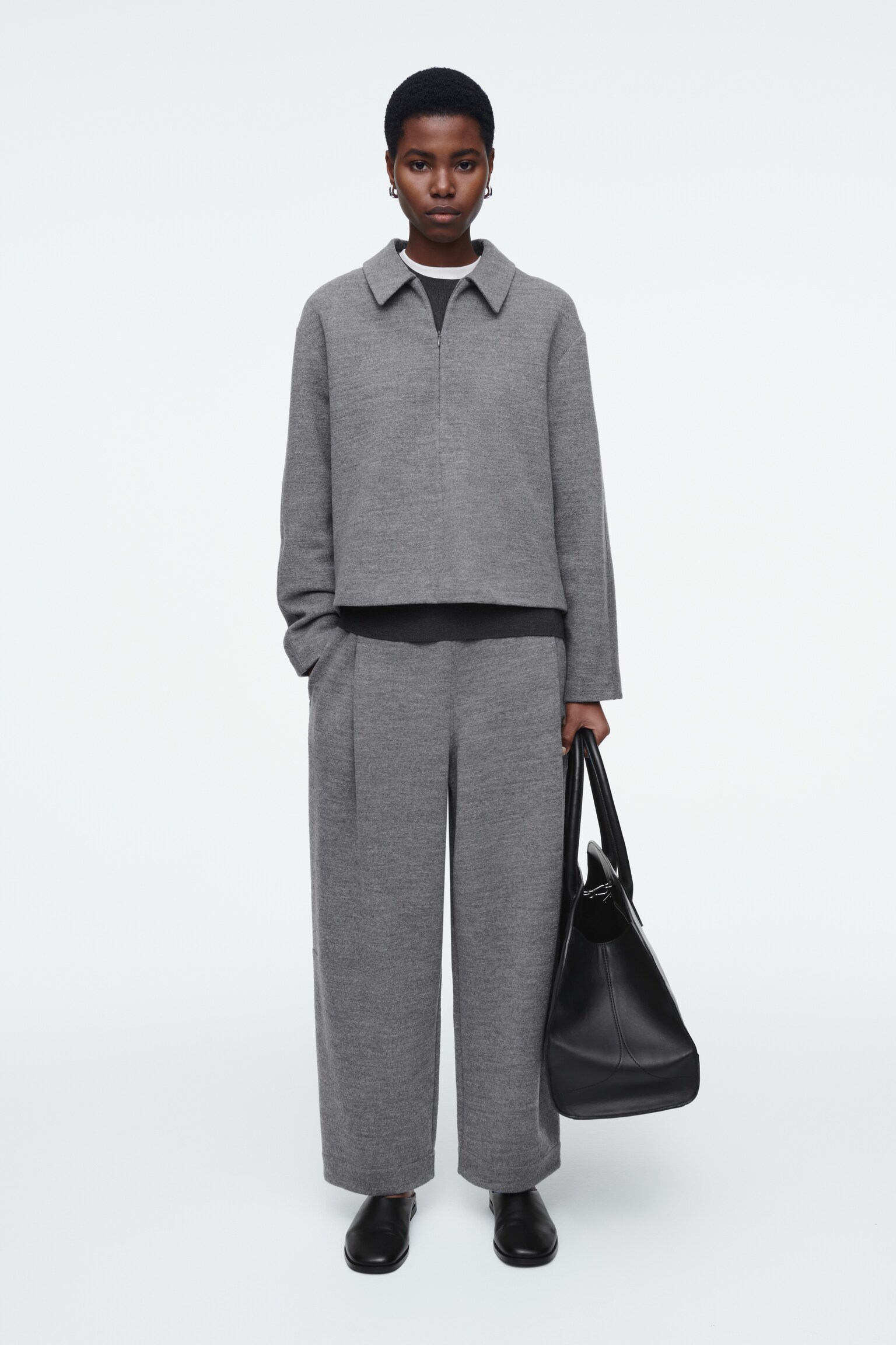 BOILED-WOOL ZIP-UP CARDIGAN - GREY MÉLANGE - 6