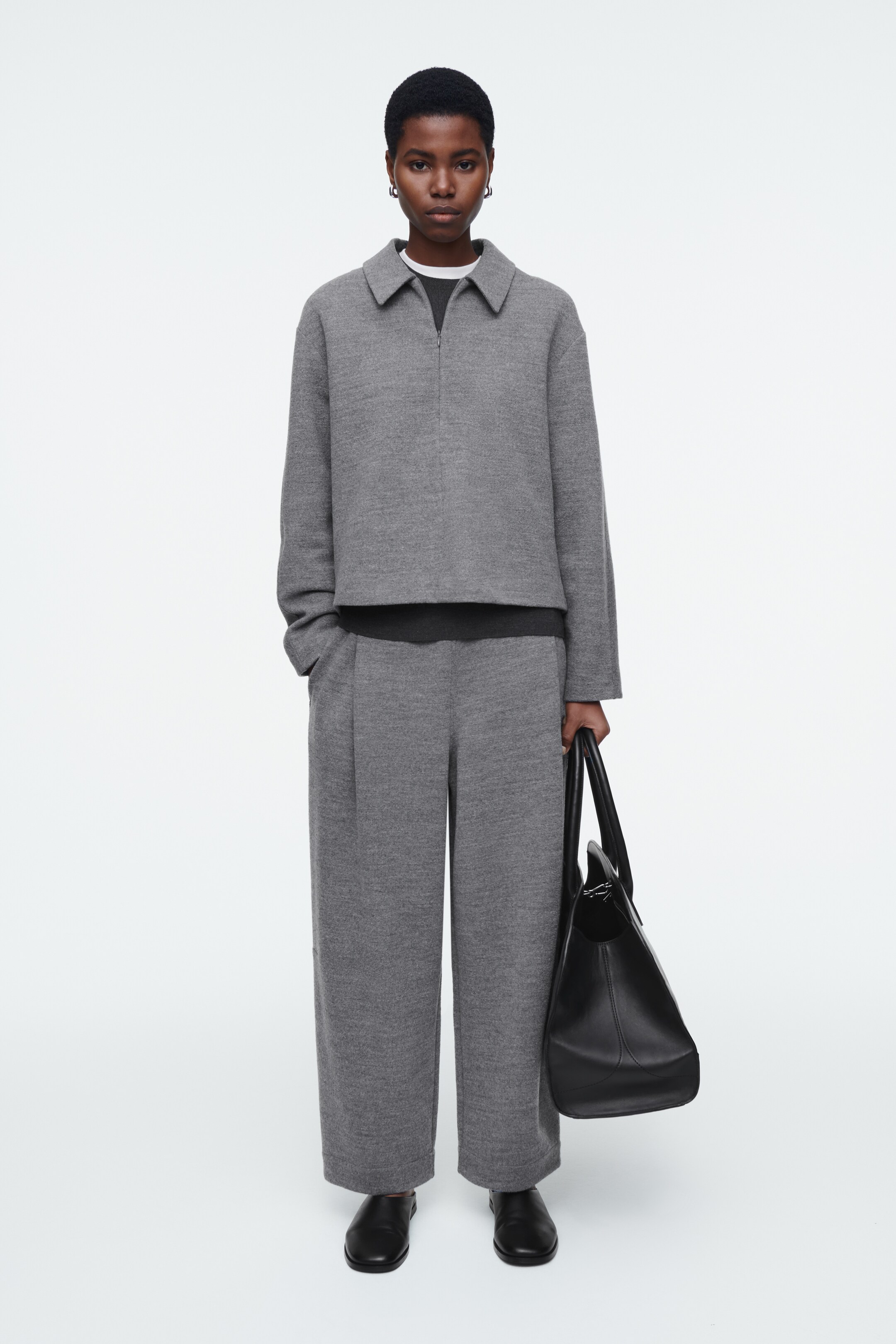 Agrandir l'image: CARDIGAN ZIPPÉ EN LAINE BOUILLIE - GRIS CHINÉ - FEMME | H&M CH 6