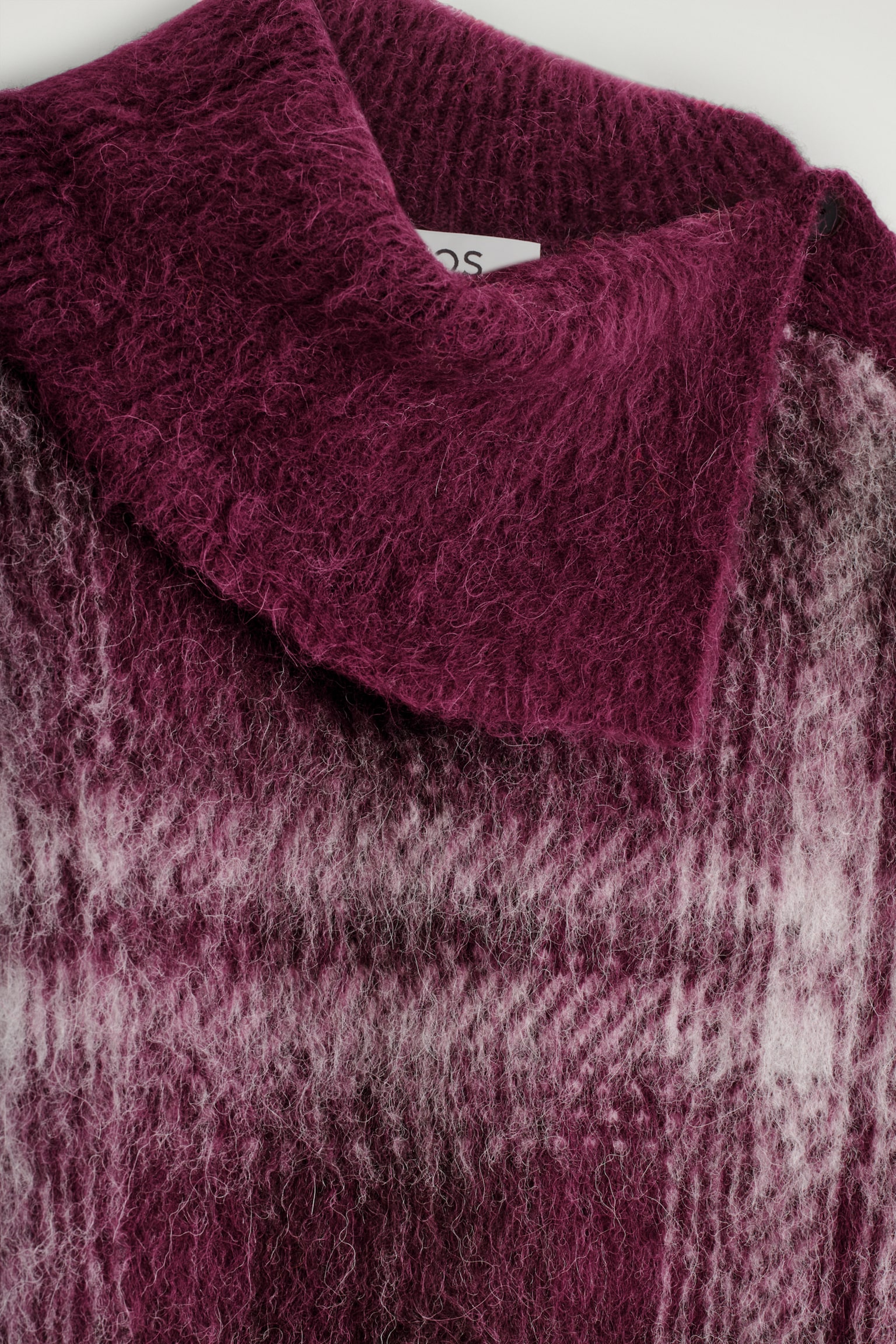 PULL BOUTONNÉ À CARREAUX EN ALPAGA MÉLANGÉ - BORDEAUX / CARREAUX - 7