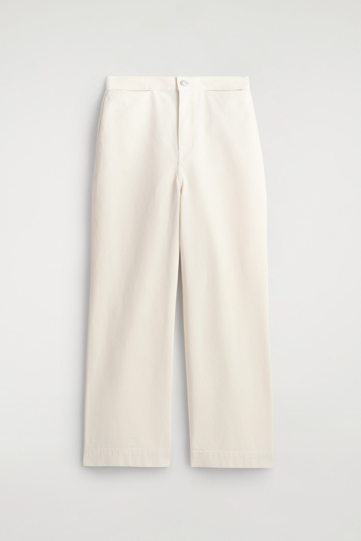 CROPPED WIDE-LEG DENIM PANTS — ECRU