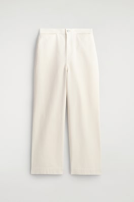 CROPPED WIDE-LEG DENIM PANTS — ECRU 6