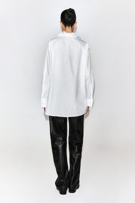 RUFFLED-COLLAR COTTON-SILK SHIRT — CHALK 5