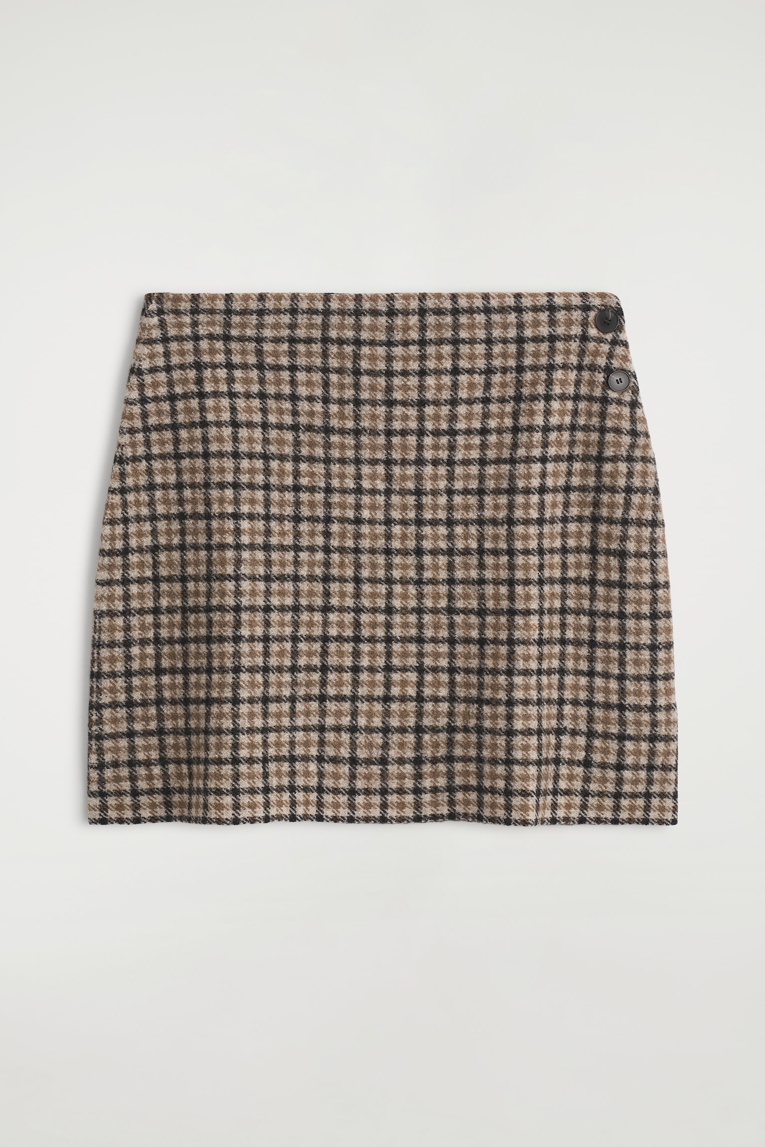 MERINO WOOL MINI SKIRT - BEIGE / CHECKED - 2