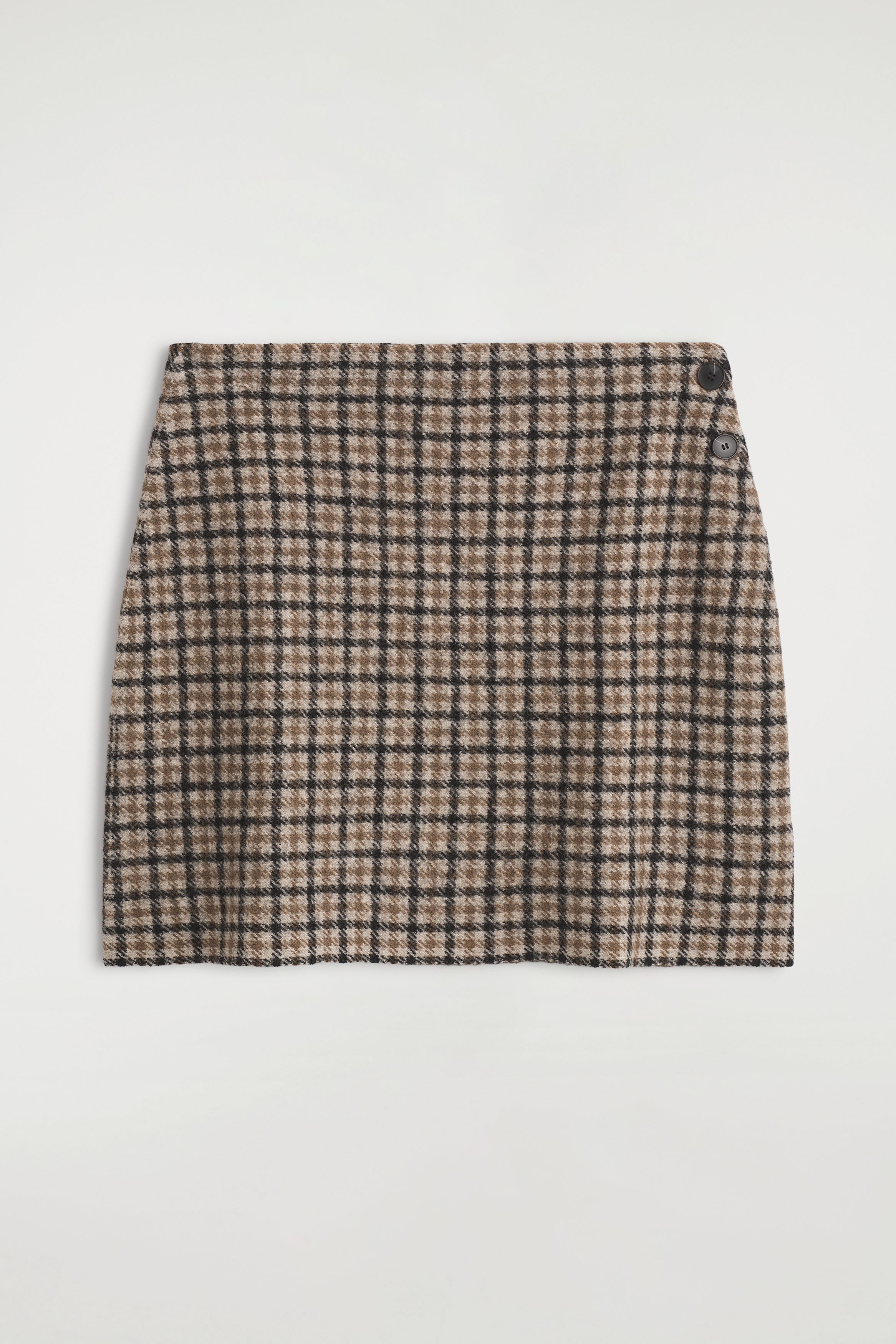 MERINO WOOL MINI SKIRT - BEIGE / CHECKED | COS US