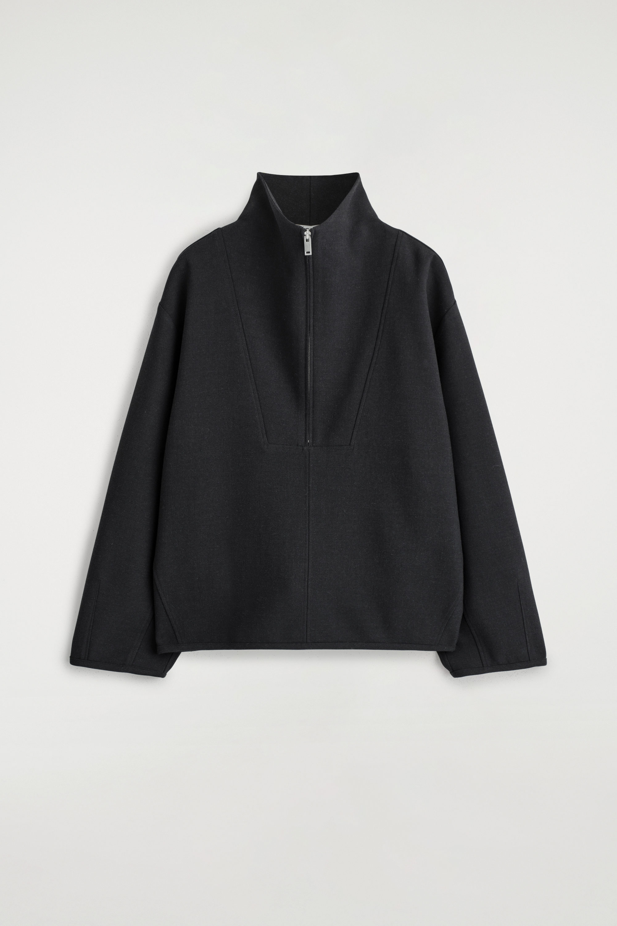 MOCK-NECK ZIP-UP TOP - CHARCOAL | COS US
