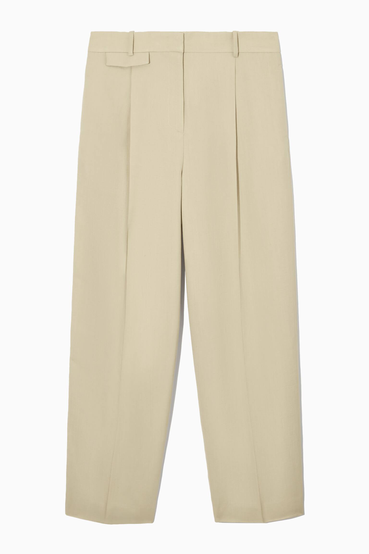 LOCKERE HOSE AUS LEINEN-MIX MIT WEITEM BEIN - BEIGE