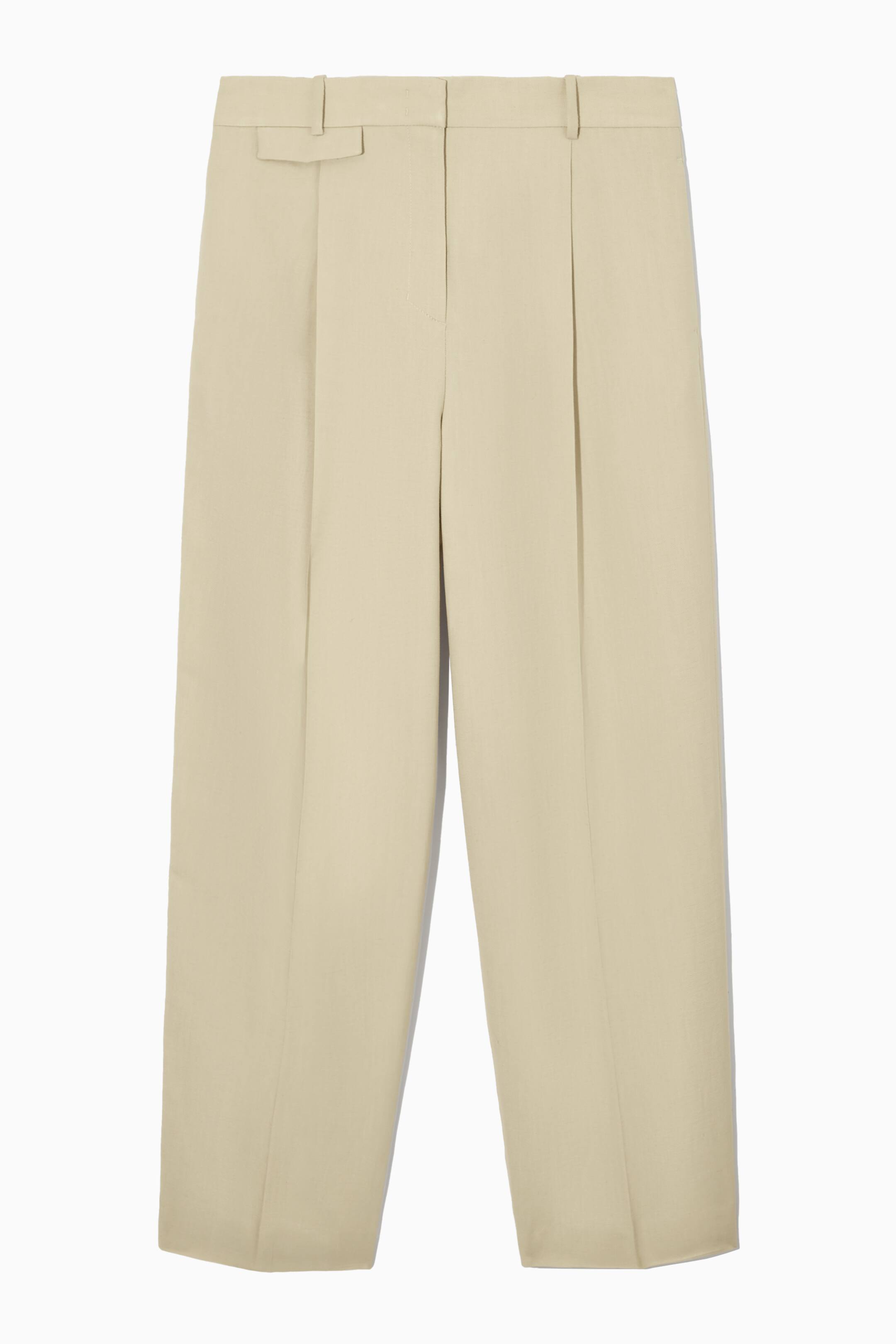 Grotere afbeelding bekijken: RELAXED LINEN-BLEND WIDE-LEG TROUSERS - BEIGE - DAMES | H&M NL 1