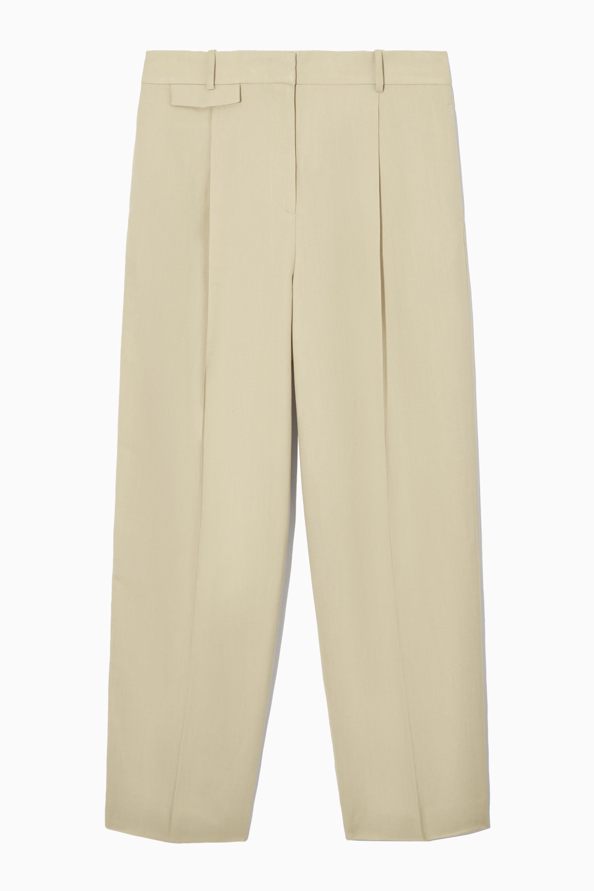 RELAXED LINEN-BLEND WIDE-LEG TROUSERS - BEIGE | COS