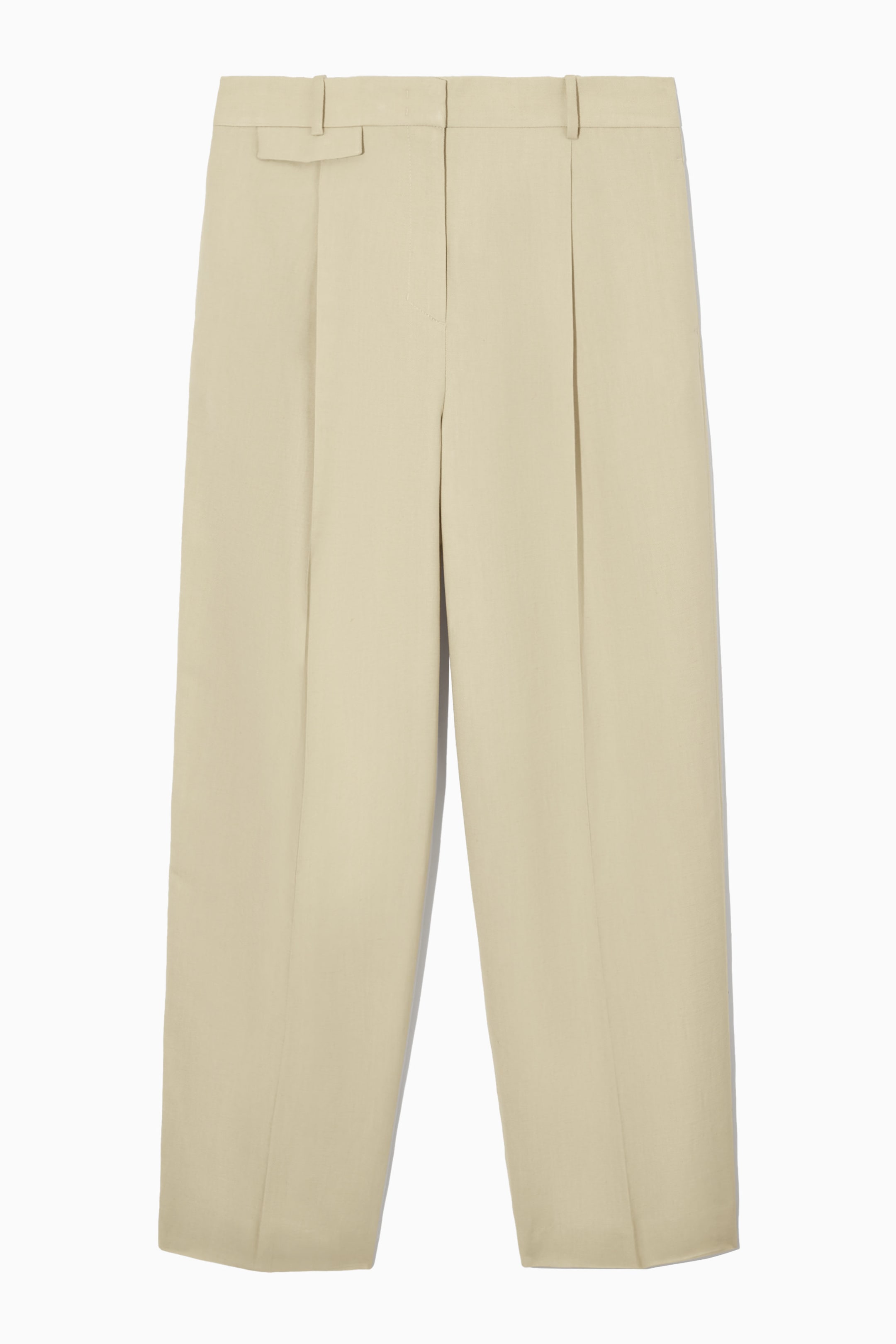 RELAXED LINEN-BLEND WIDE-LEG TROUSERS