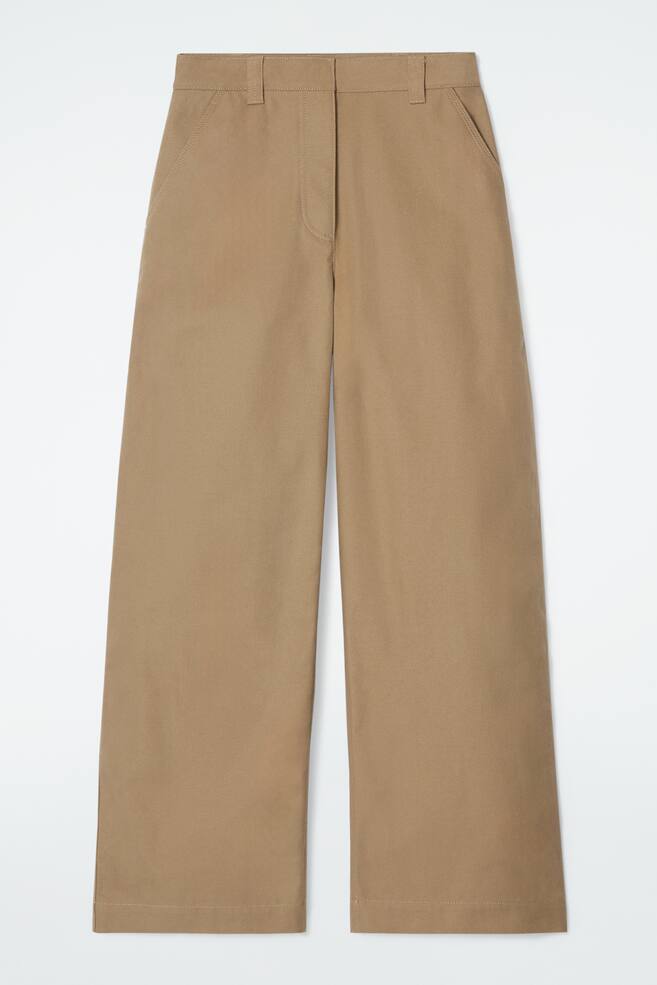 WIDE-LEG CANVAS UTILITY TROUSERS - BEIGE - 1