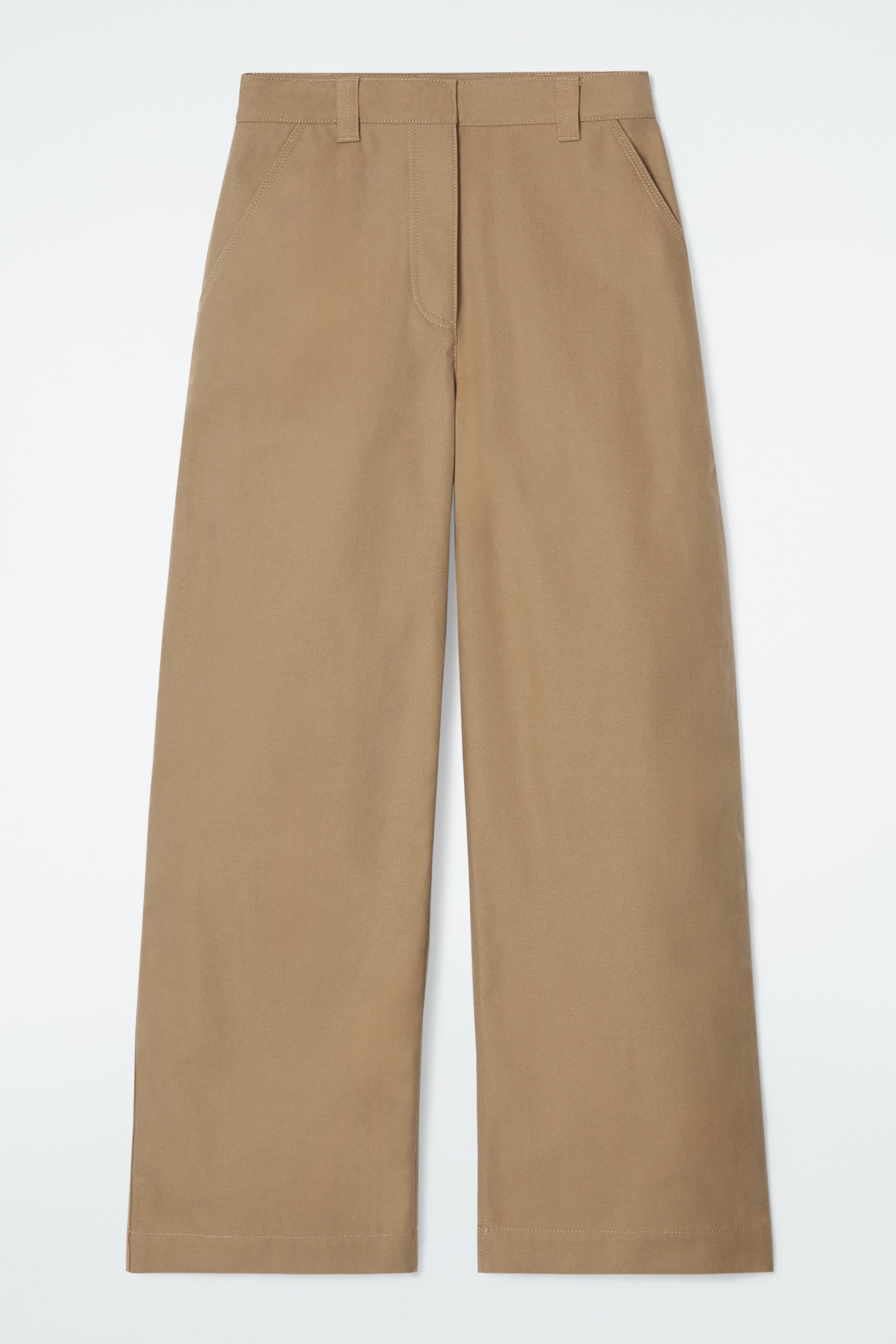 WIDE-LEG CANVAS UTILITY TROUSERS - BEIGE
