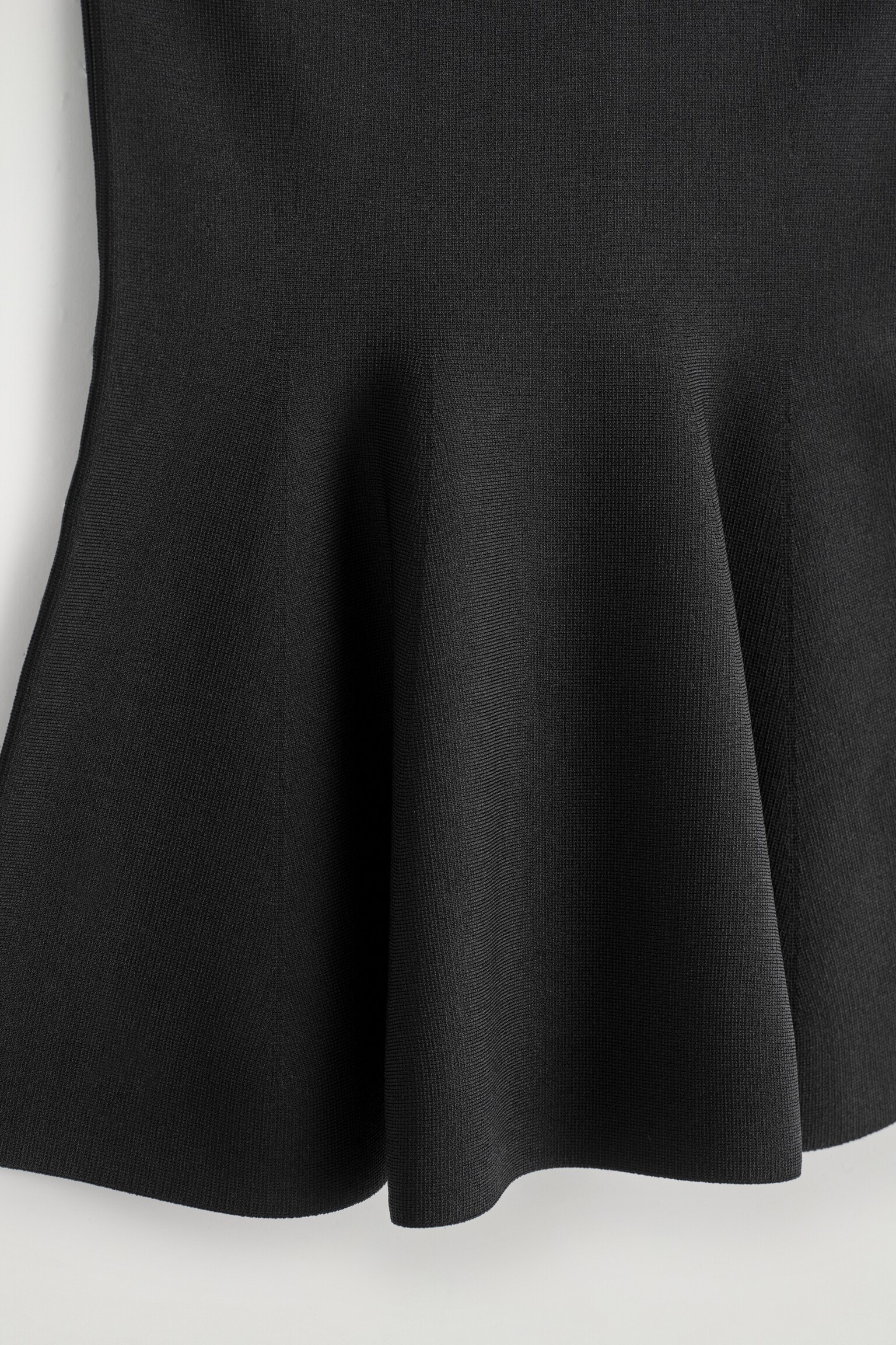 SHEER-DETAIL KNITTED PEPLUM TOP - BLACK - 5
