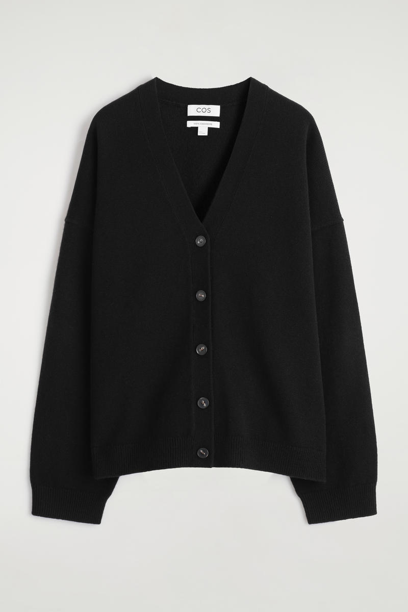Cos Cardigan In Cashmere Con Scollo A V In Black