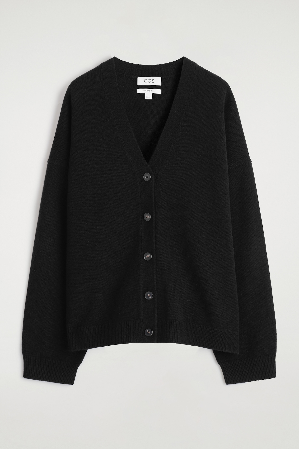 PURE CASHMERE V-NECK CARDIGAN — BLACK