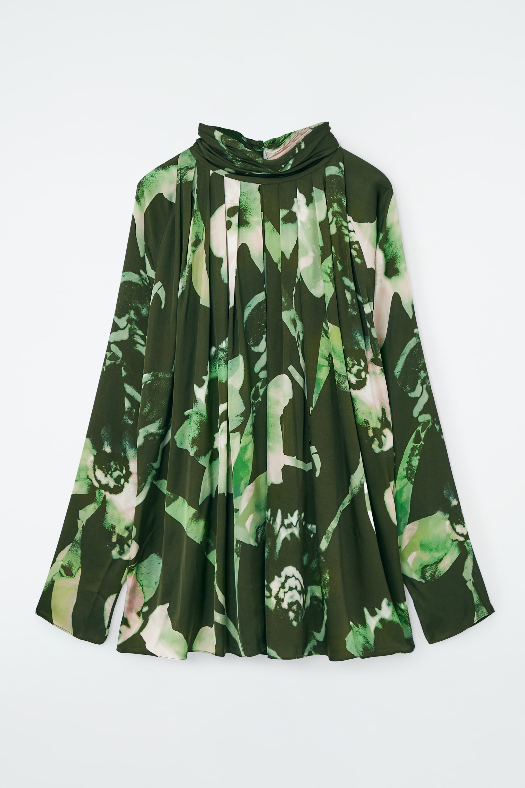 View larger image: PLEATED BATWING BLOUSE - GREEN / FLORAL - Ladies | H&M GB 1