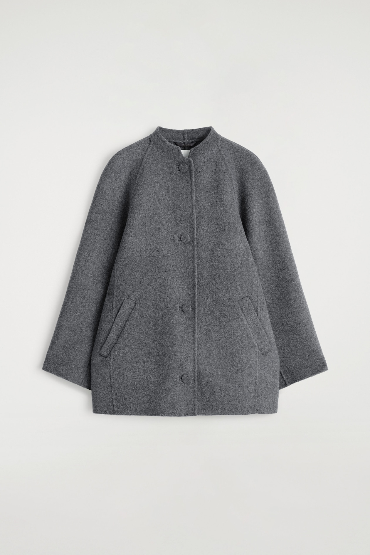 ROUNDED DOUBLE-FACED WOOL JACKET — GRAY MÉLANGE