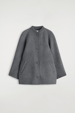 ROUNDED DOUBLE-FACED WOOL JACKET — GRAY MÉLANGE 7