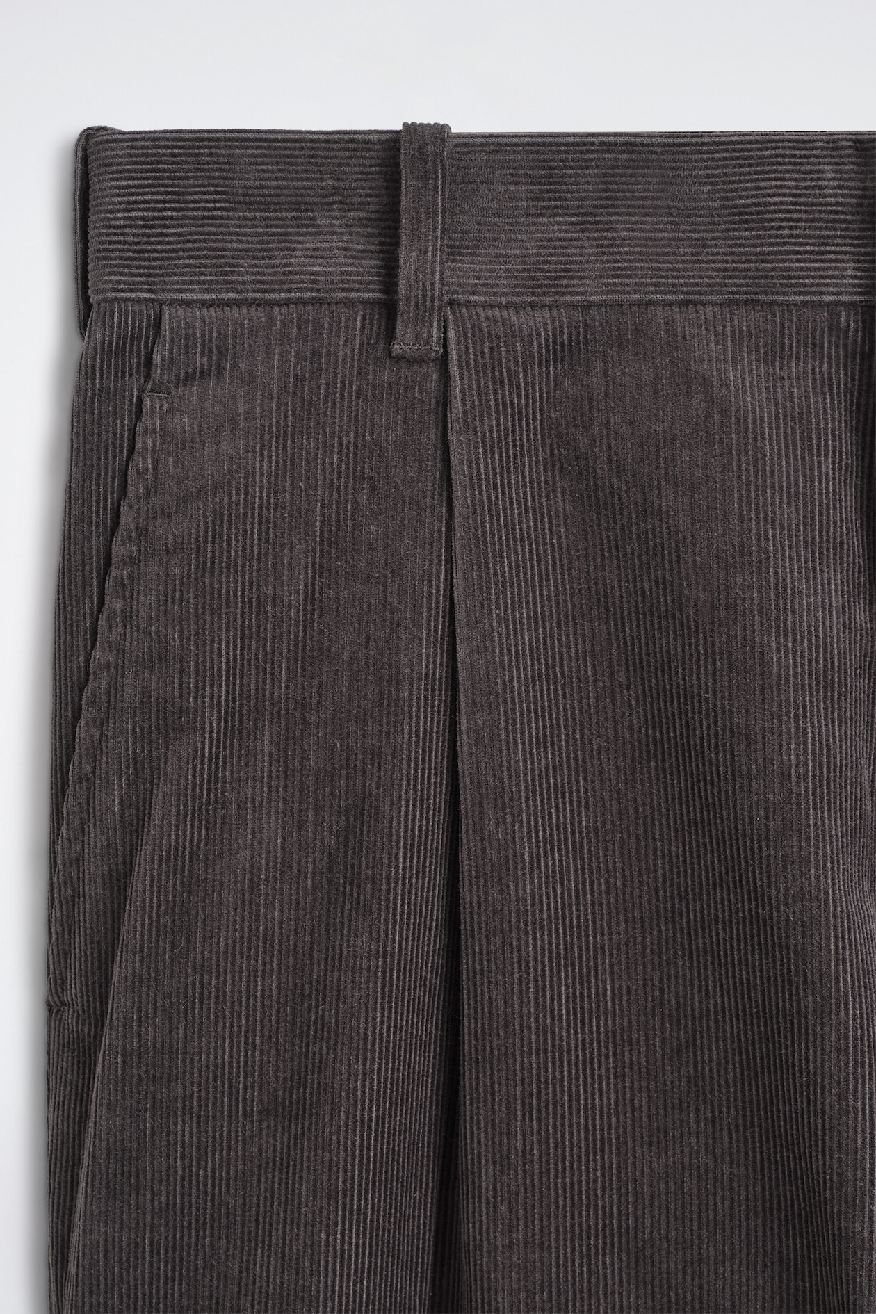 CORDUROY RELAXED-FIT TAPERED PANTS — DARK GRAY