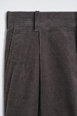 CORDUROY RELAXED-FIT TAPERED PANTS — DARK GRAY 7
