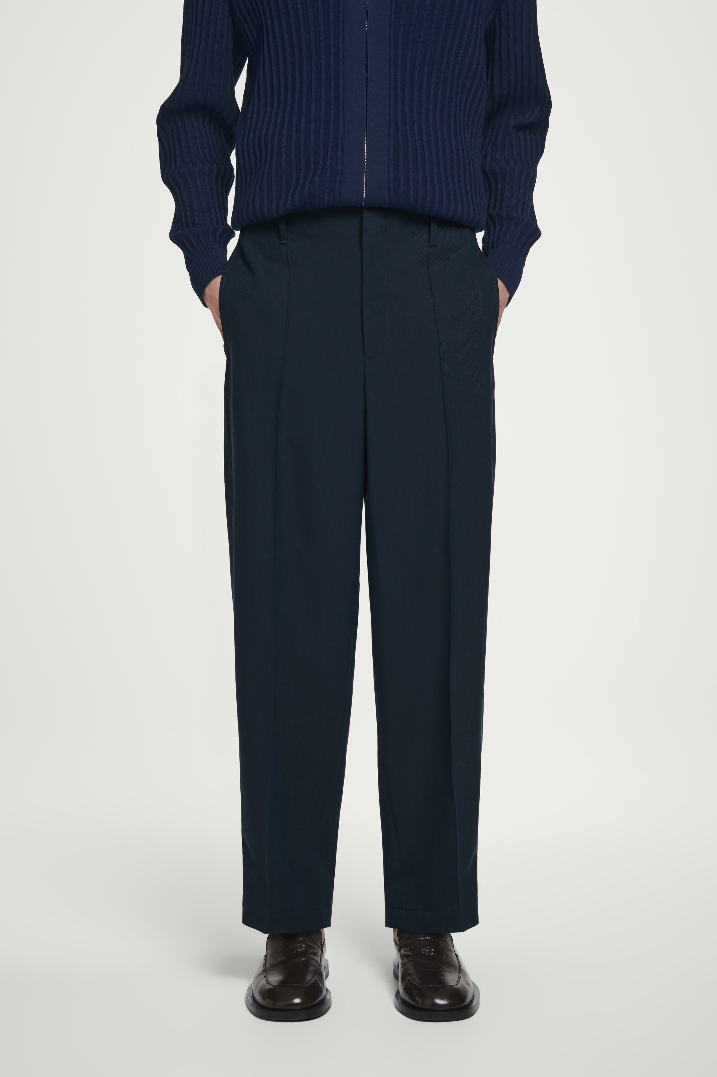 COS Pleated Barrel-Leg Chinos in BLACK | endource