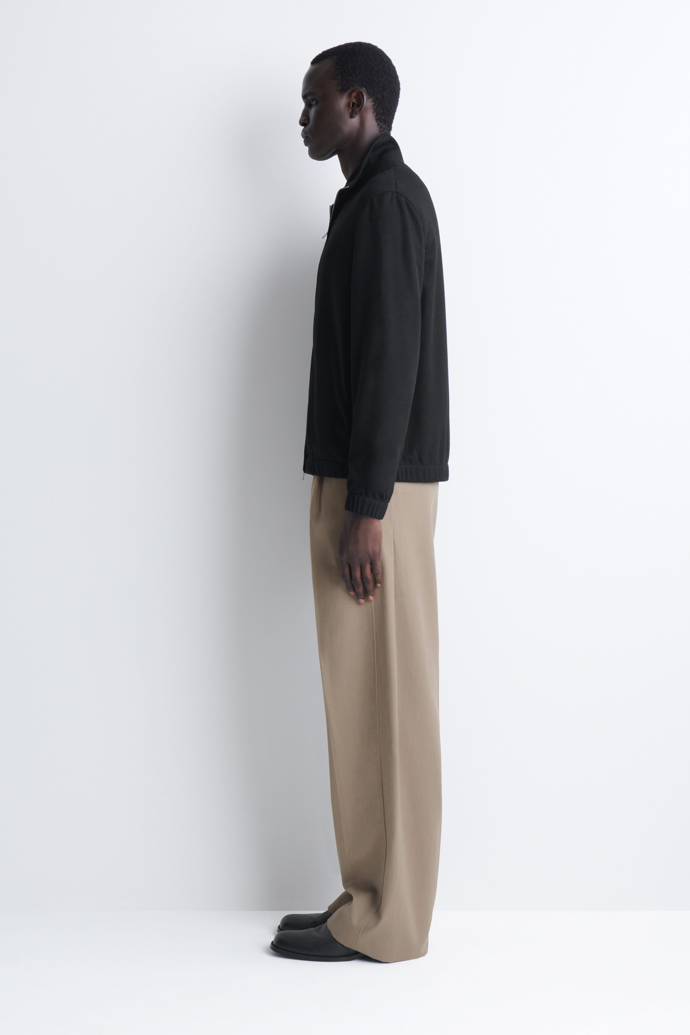 JERSEY MOCK-NECK ZIP-UP BLOUSON JACKET - BLACK | COS US