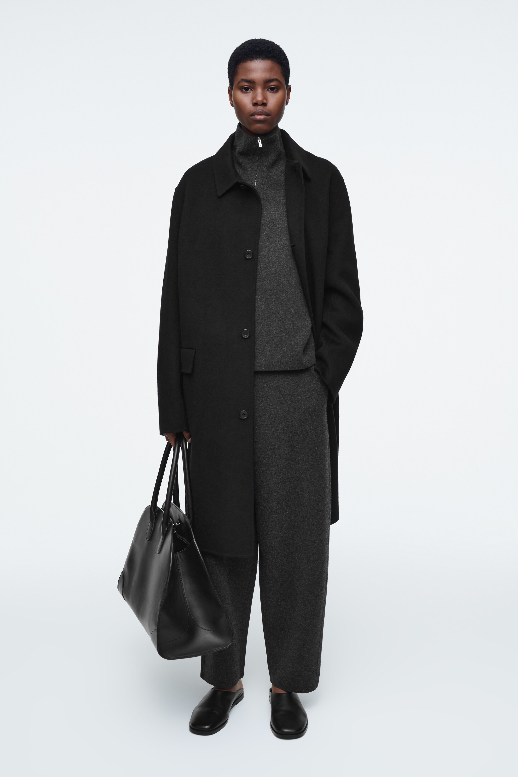 Zobacz większy obraz: SWETER Z WEŁNĄ MERYNOSOWĄ Z KRÓTKIM SUWAKIEM - CIEMNOSZARY MELANŻ | H&M PL 2