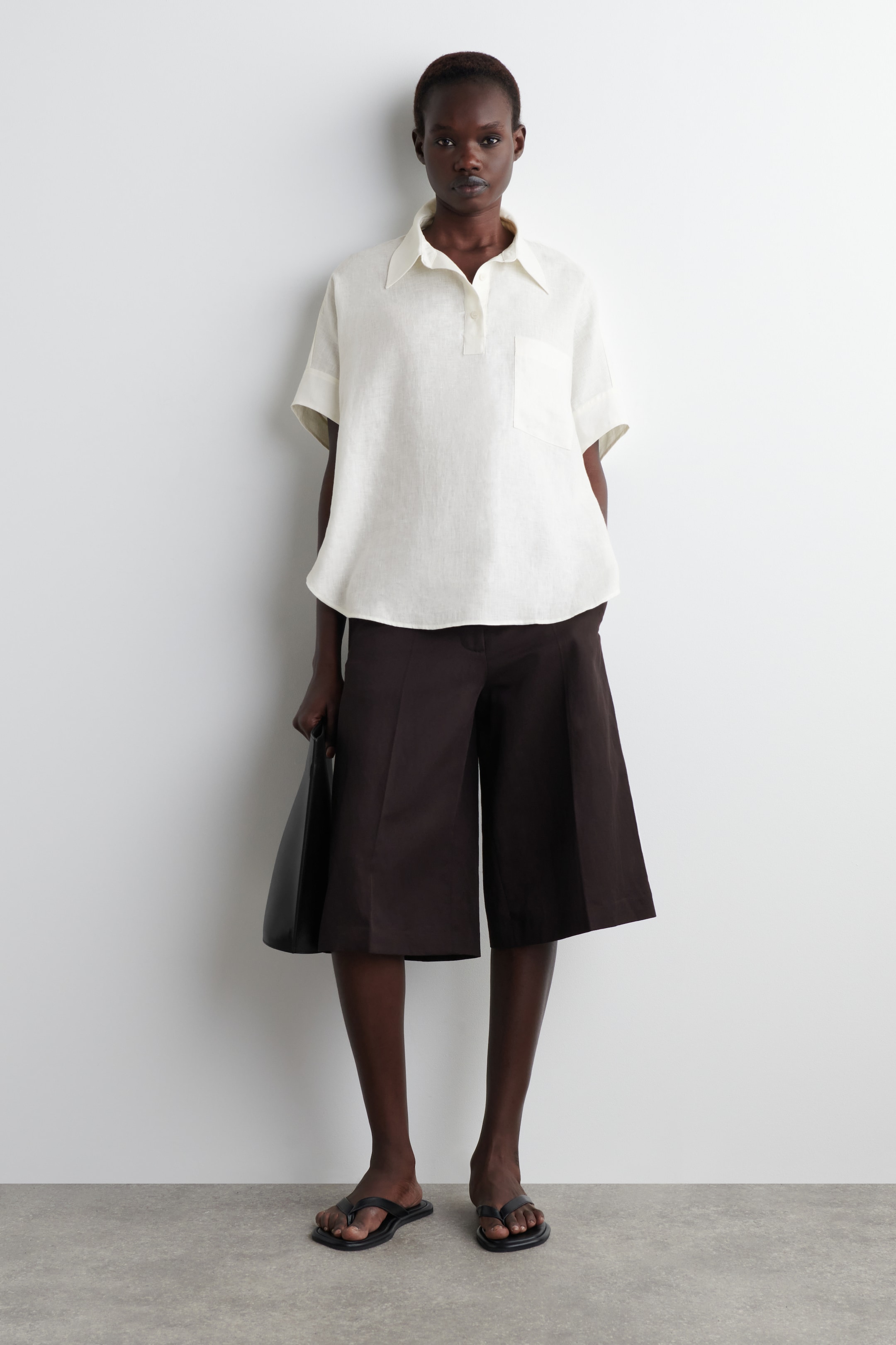 View larger image: LINEN HALF-PLACKET SHIRT - WHITE - Ladies | H&M GB 5