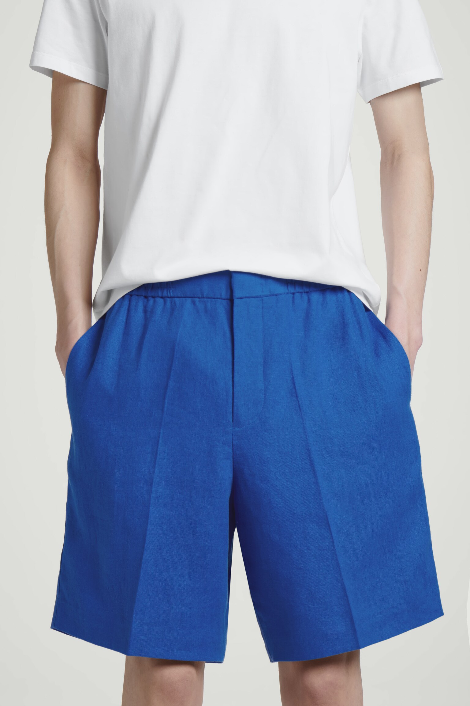 PANTALONES CORTOS DE LINO ELÁSTICO - AZUL/AZUL MARINO/NEGRO/MARRÓN - 6