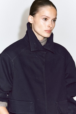 COTTON-TWILL MOCK-NECK JACKET — NAVY 6