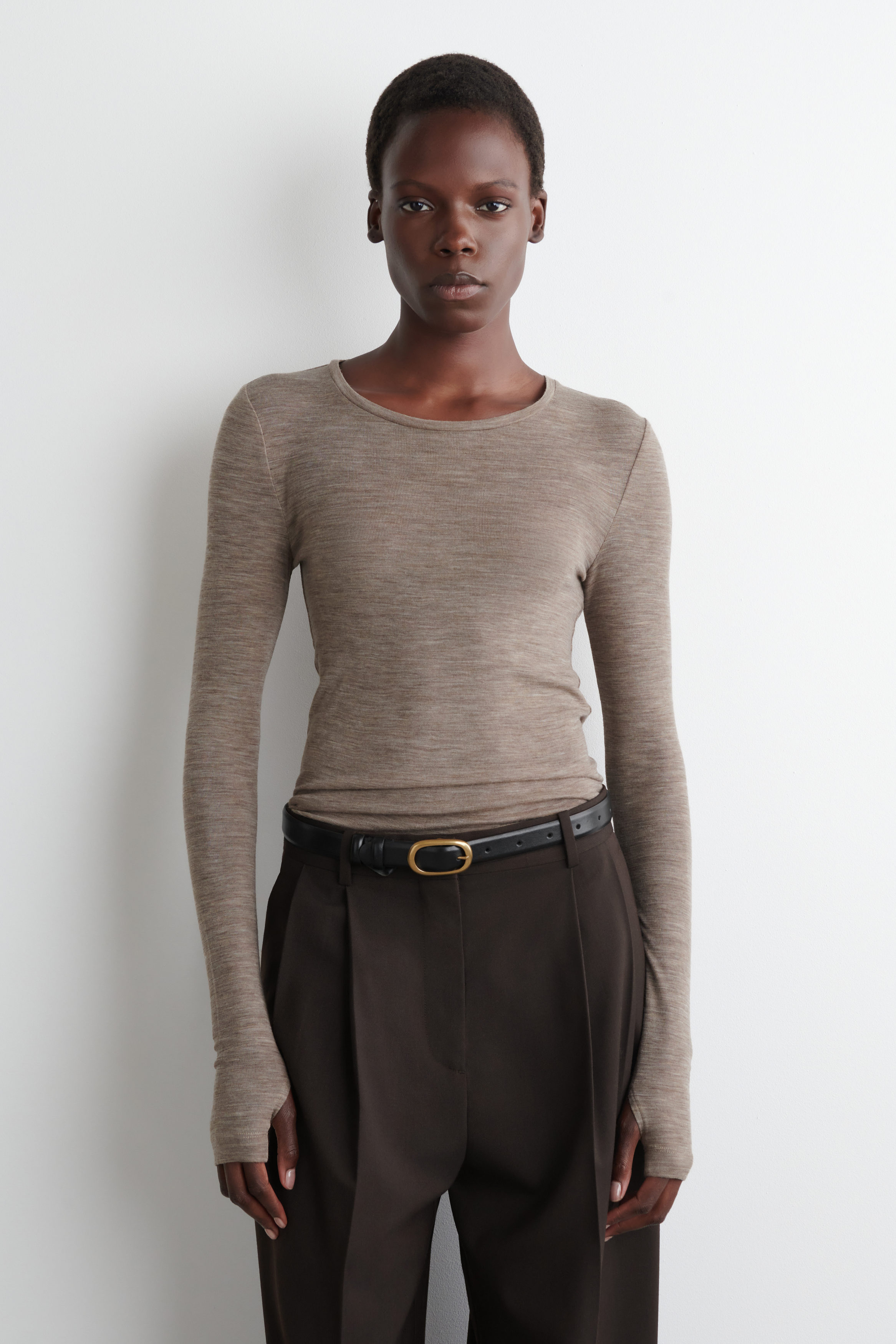 SLIM MERINO WOOL SWEATER - TAUPE MELANGE | COS US