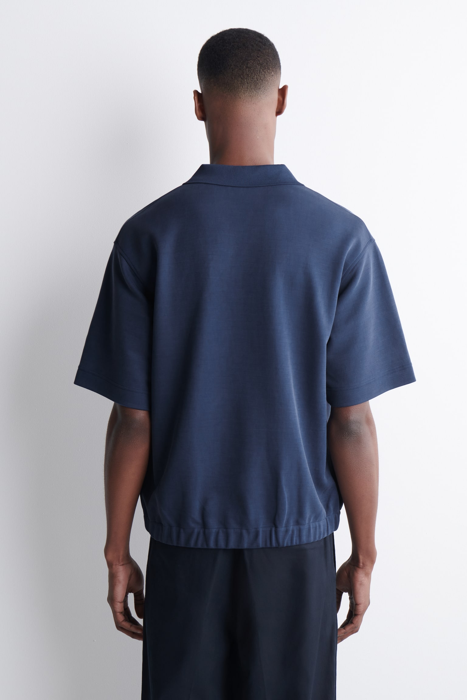 POLO DE TWILL DE ALGODÓN CON DOBLADILLO ELÁSTICO - AZUL MARINO - 6