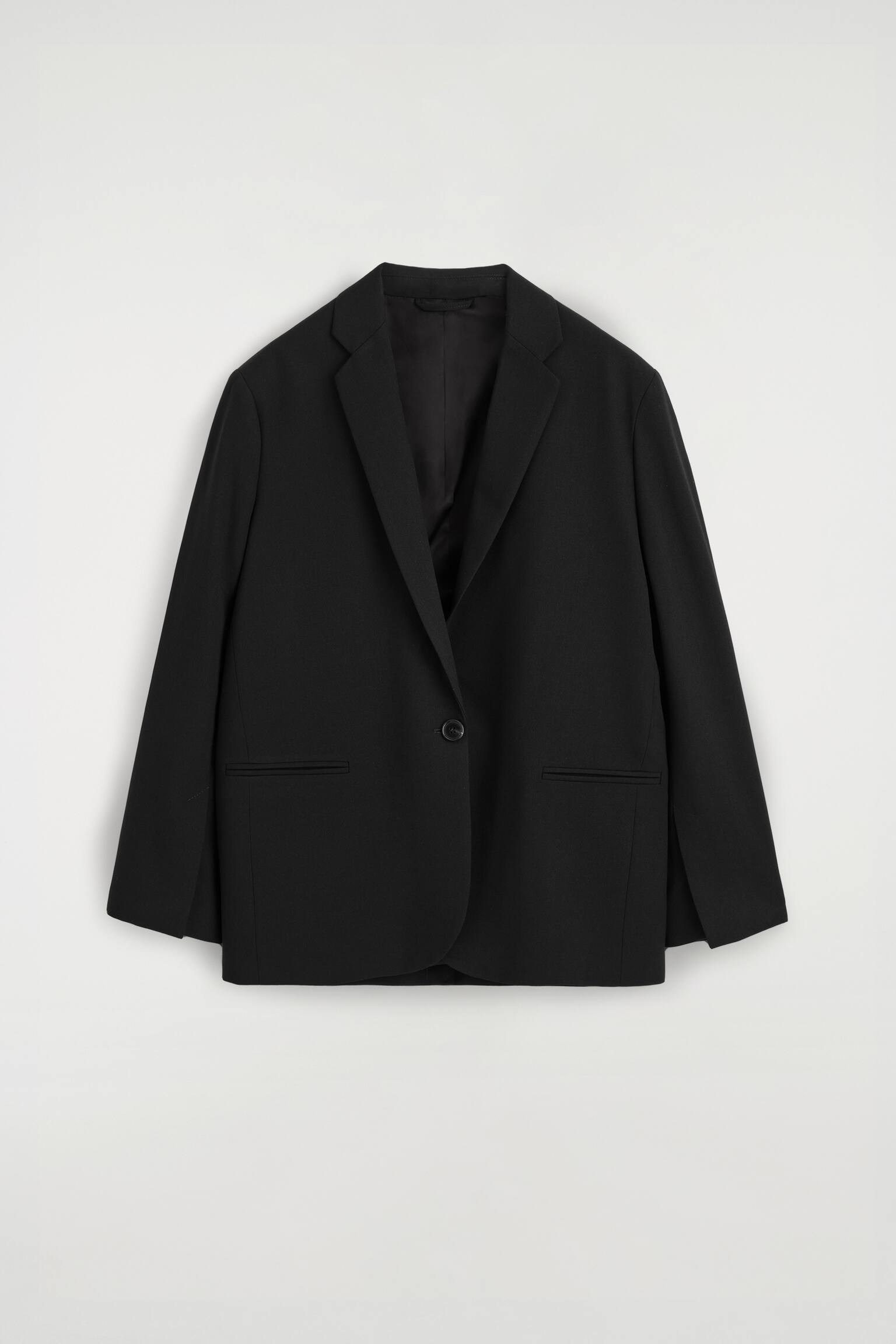TWILL SINGLE-BREASTED BLAZER - BLACK/DARK BROWN