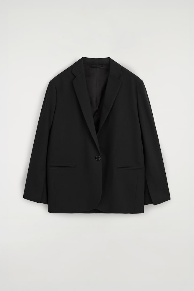 EINREIHIGER BLAZER AUS TWILL - SCHWARZ/DUNKELBRAUN - 1